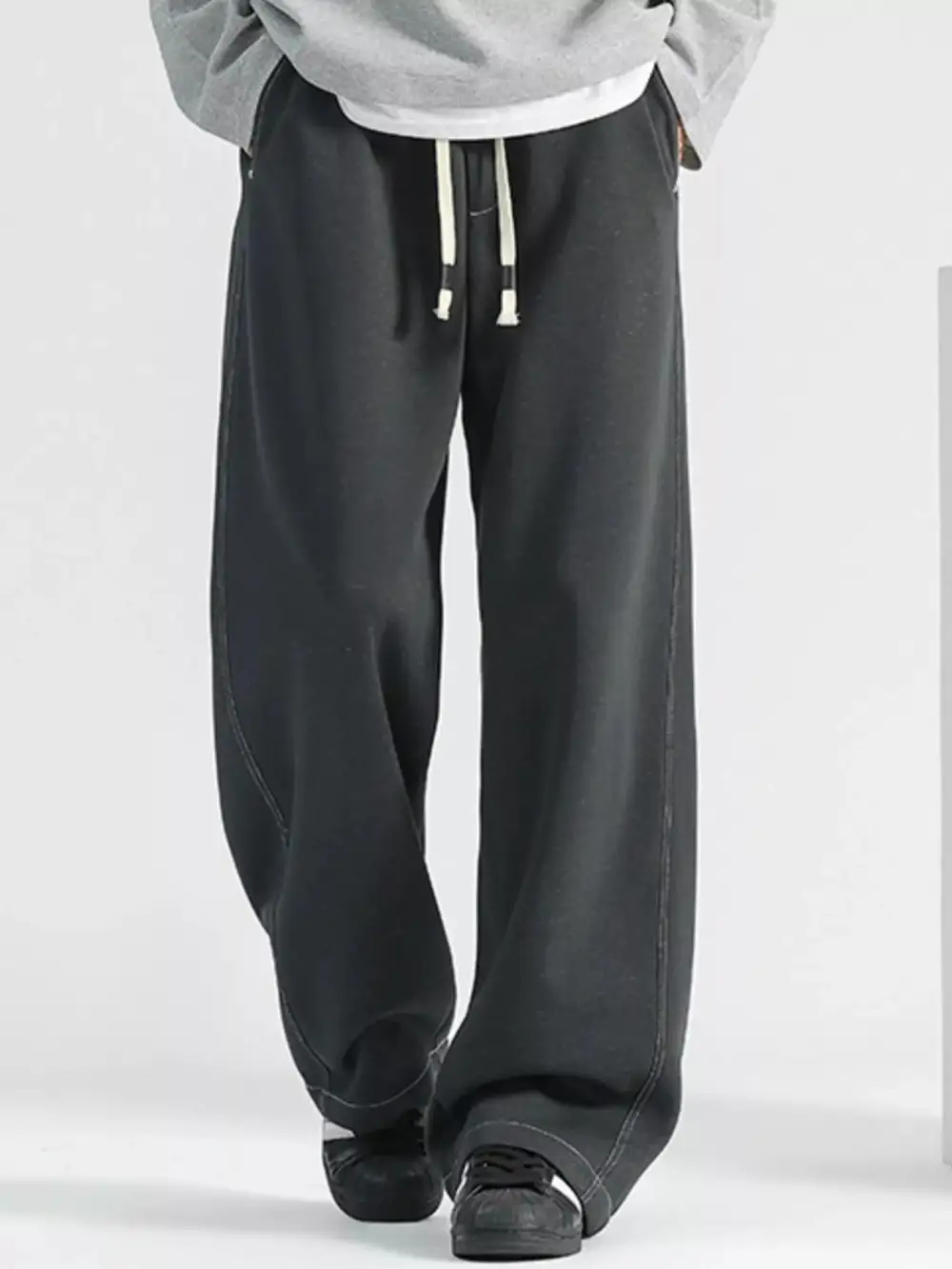 Men’s Plus Size Drawstring Wide Leg Jeans
