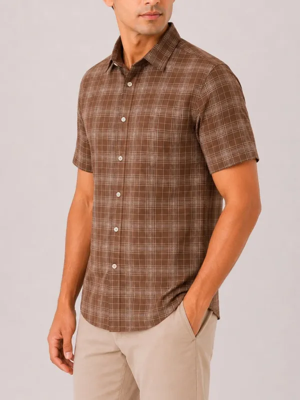 Modern Windowpane Check Checked Regular Fit Men's Formal Shirt
