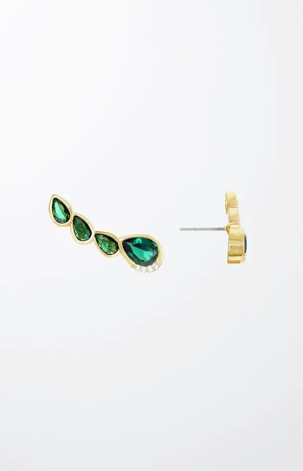 Ettika Teardrop Crystal Three-In-One Ear Crawlers