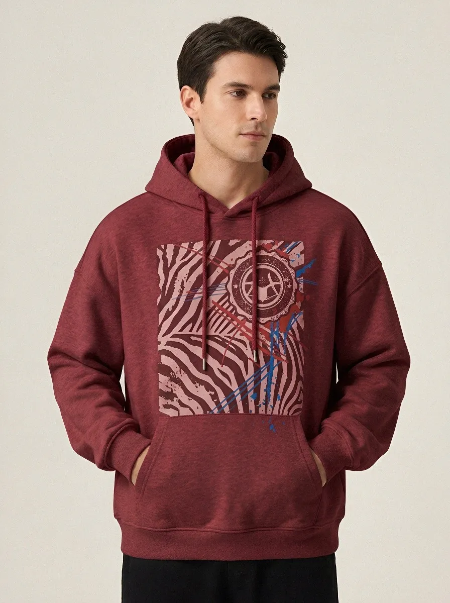 Unisex Zebra Stripe Graphic Badge Hoodie
