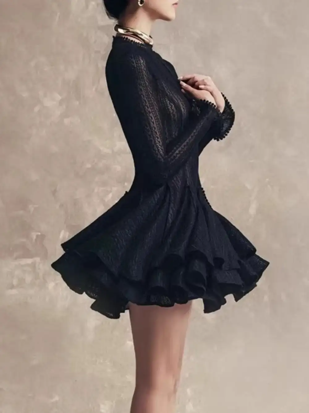 Comfort Fit Round Neck Long Sleeve Dress