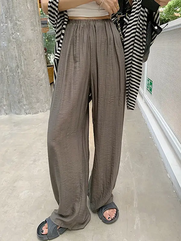 Women's High Waist Pleated Pocket Loose Fit Pants