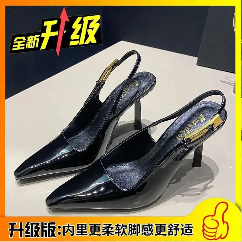 Glossy Finish Pointed Toe Sandals