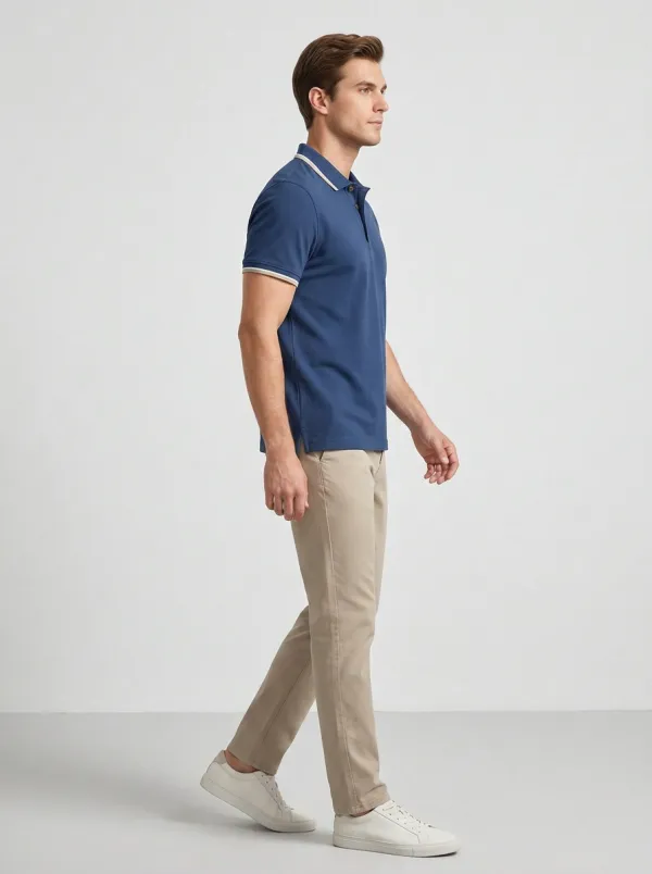Contrast-Trim -Detail Men's Polo Shirt