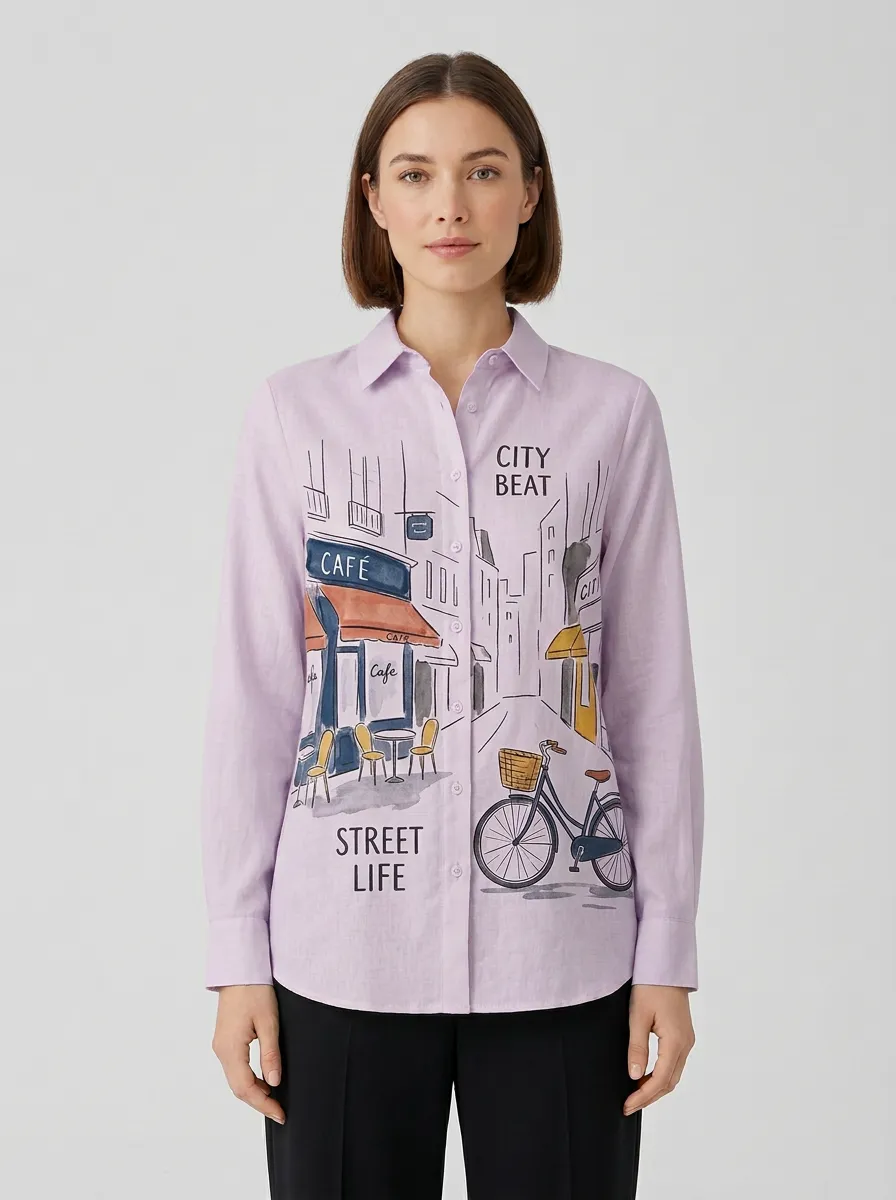 Women's City Beat Street Life Bicycle Cafe Graphic Shirt Tank Top