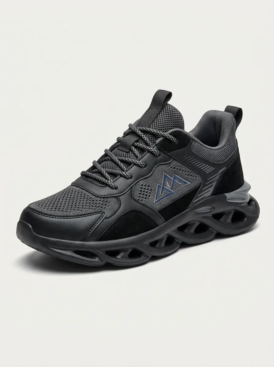 Men's Black Mountain Graphic Mesh Athletic Sneakers