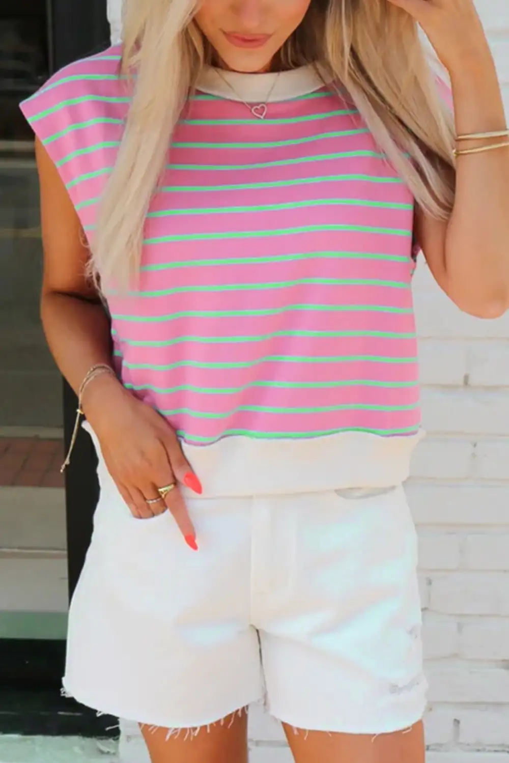 Sachet Pink Striped Crew Neck