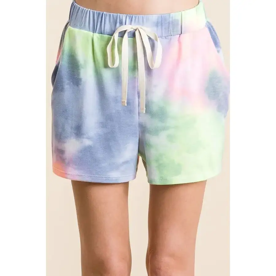 Tie Dye Casual Shorts with Twill Tape Drawstring
