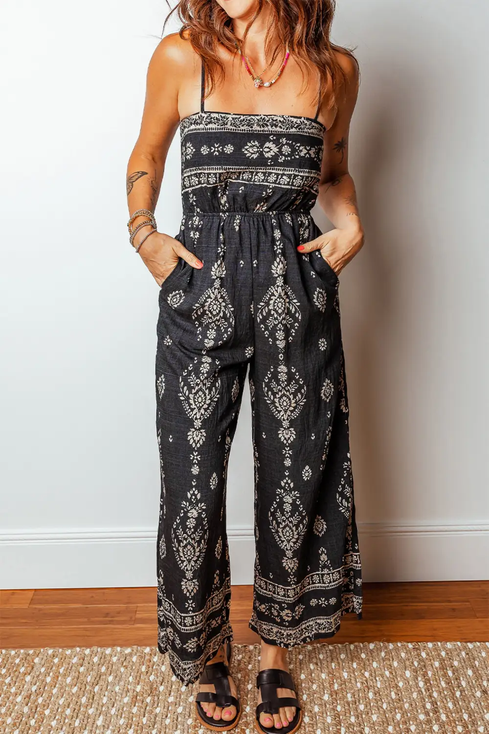 Spaghetti Straps Elastic Waist Loose Ethnic Accessory
