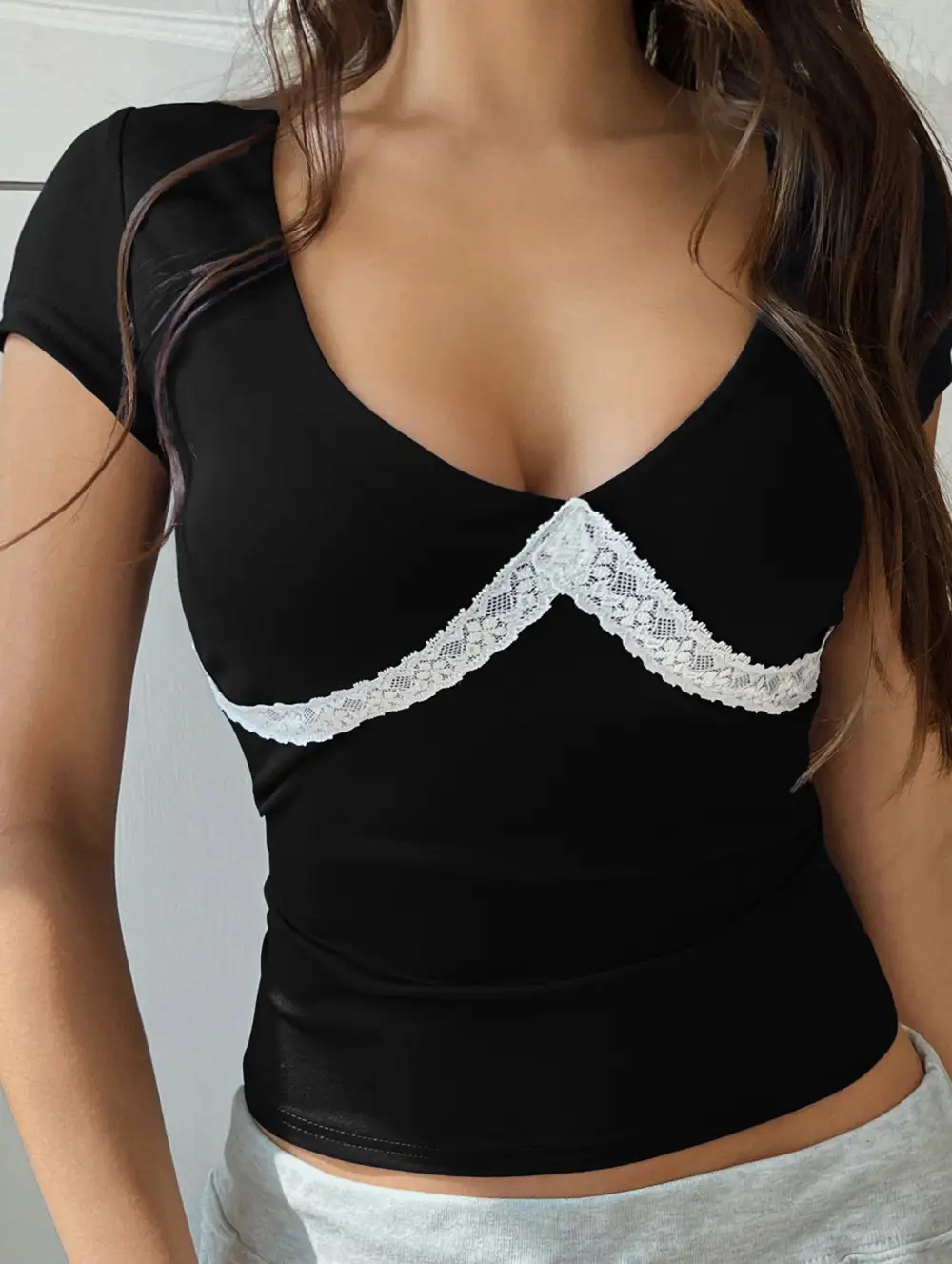 Lace Short Sleeve Vest Top
