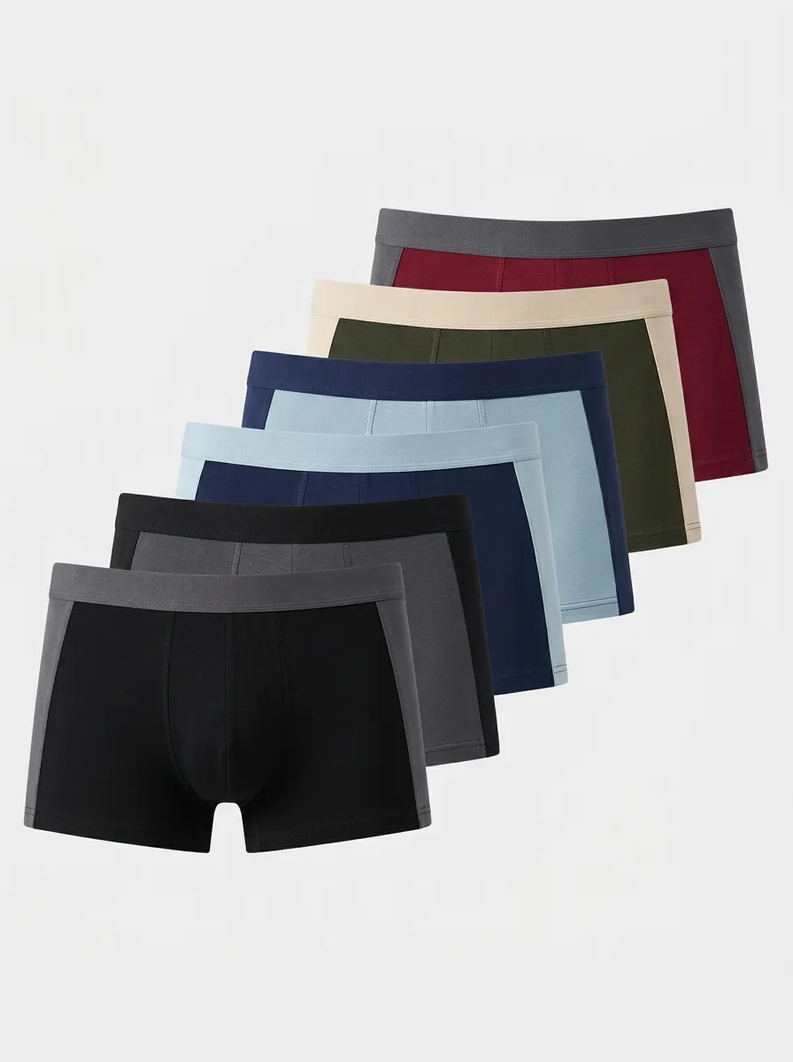 Men's Contrast Waistband Side-Panel Trunk Brief Set