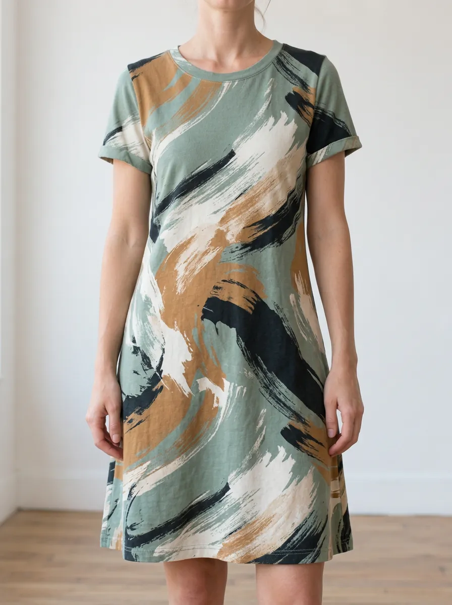 Women's Abstract Brushstroke Printed Dress