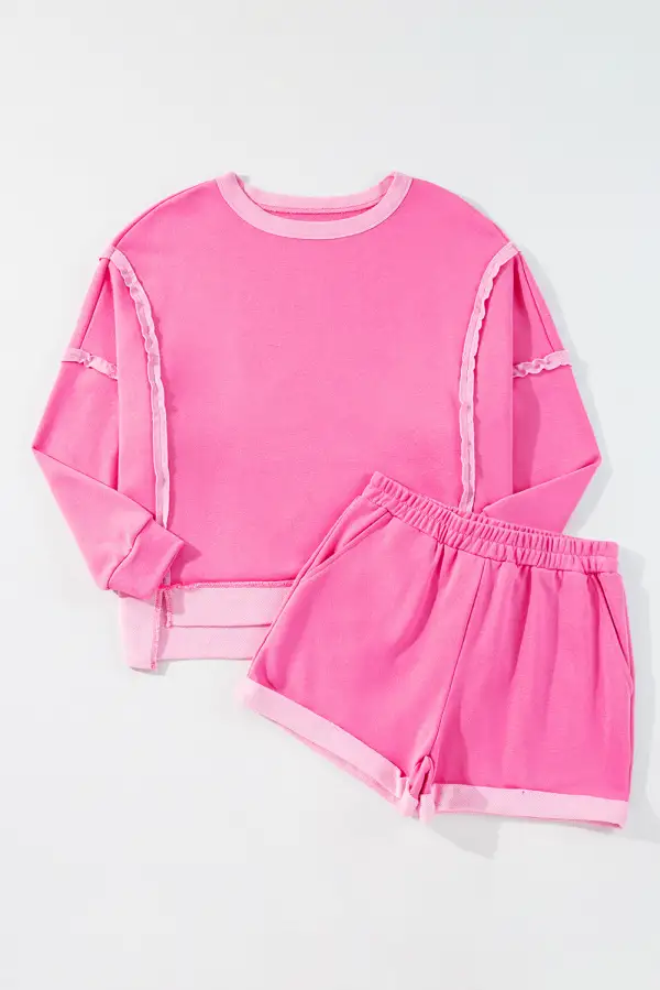 Long Sleeve Relaxed Shorts Lounge Set Touch