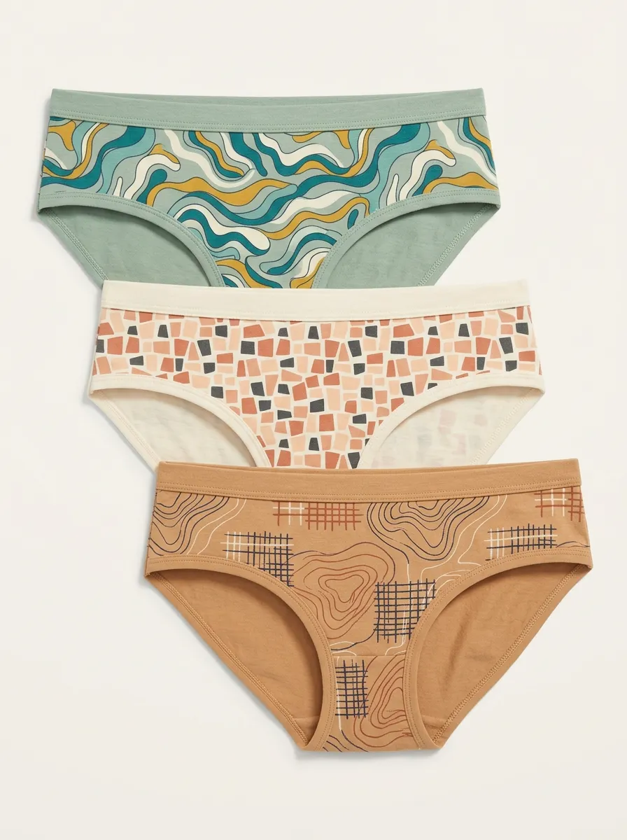 Women's Abstract Geometric Pattern Printed Three Pack Briefs Modern Pattern