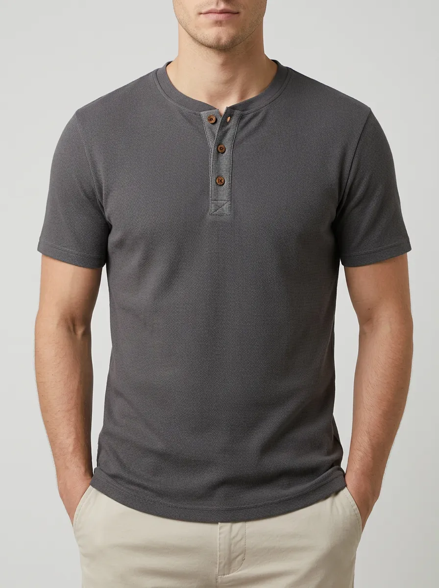 Modern Tailored Men's Short-Sleeve Henley Shirt