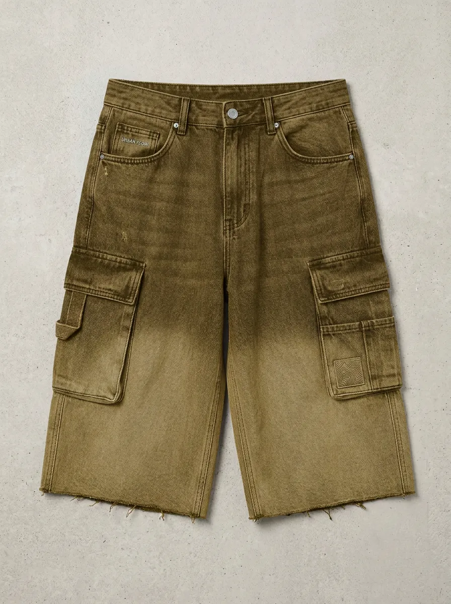 Modern Cargo Denim Washed Men's Cargo Shorts