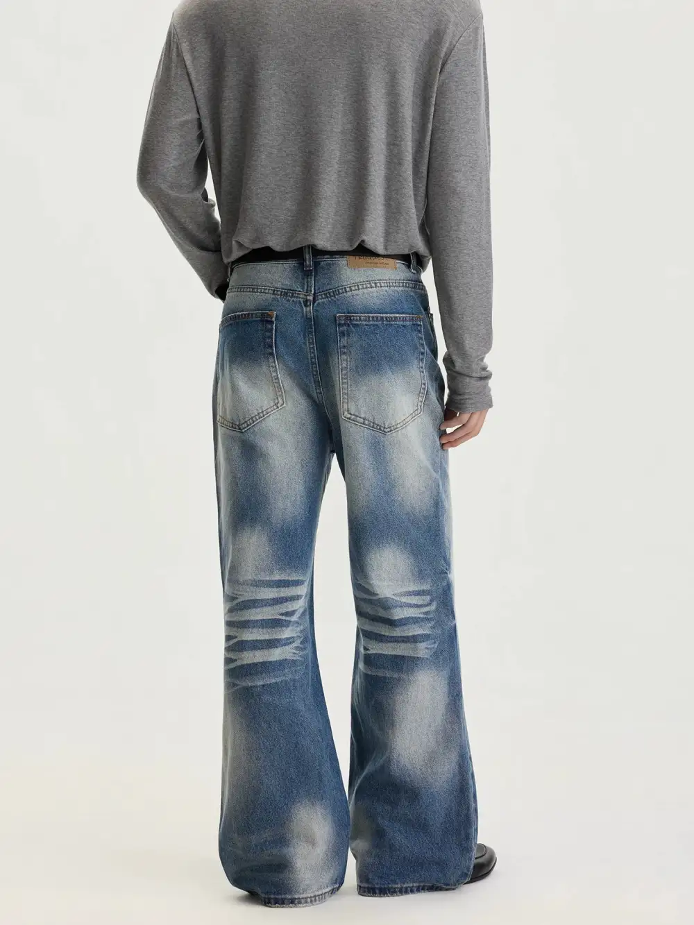 Whisker-Fade Flared Jeans