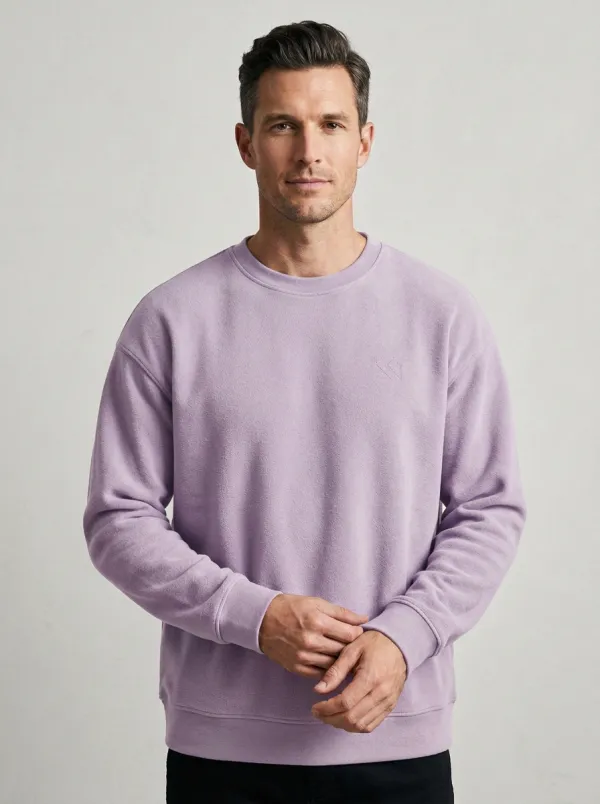 Performance-Inspired Embroidered Fleece Street Look Men's Fleece Crewneck Sweatshirt