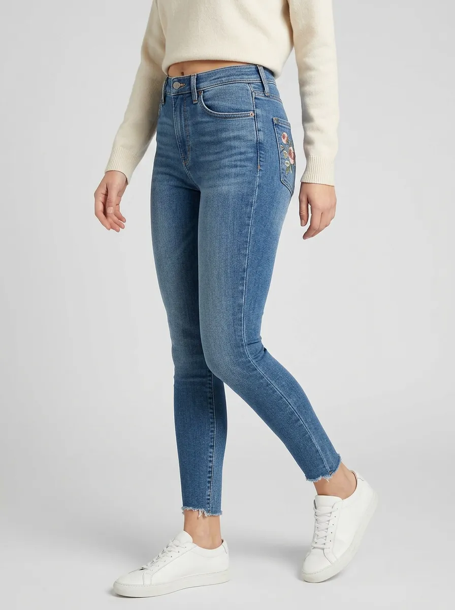 Women's Canyon Floral Embroidery Pocket Printed Slim Jeans