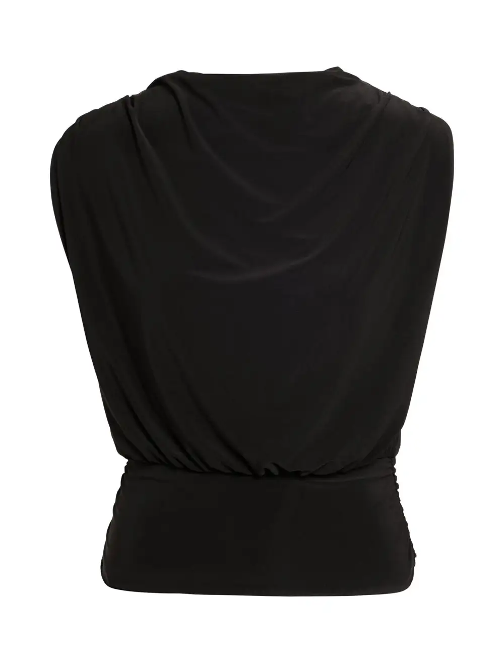 Black Cinched Waist Sleeveless Tank Top