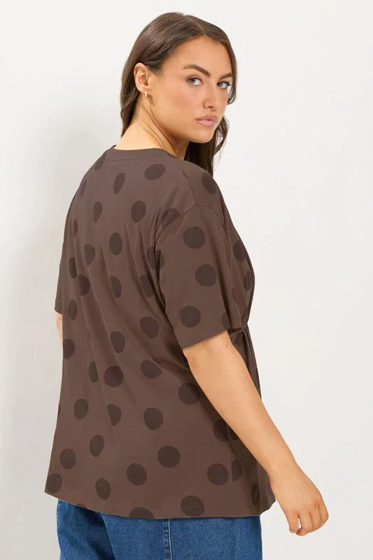 Brown Polka Dot Twist Front T-Shirt detail 2