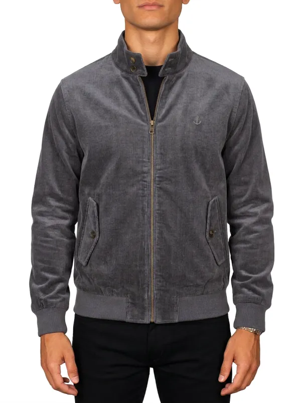 Men's Nautical Anchor Navy Corduroy Zip-up Jacket