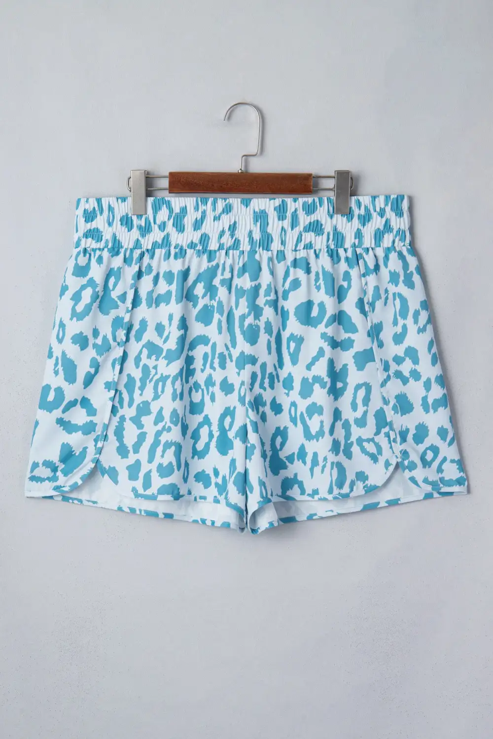 High-Waist Elastic-Waist Leopard-Print Athletic Shorts