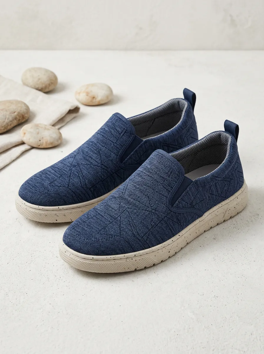 Signature Stretch Geometric Look Men's Stretch Canvas Shoes