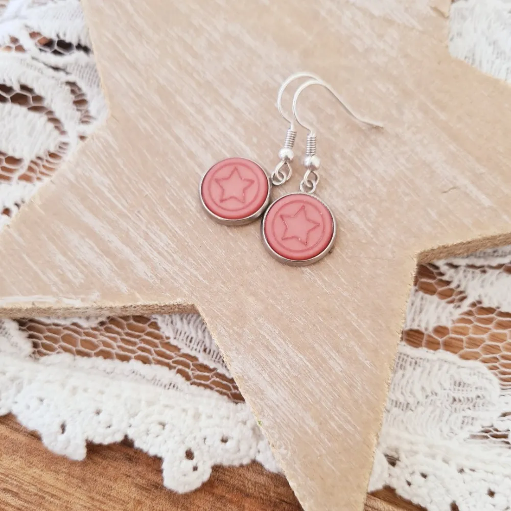 Stainless Steel Cabochon Detail Earrings