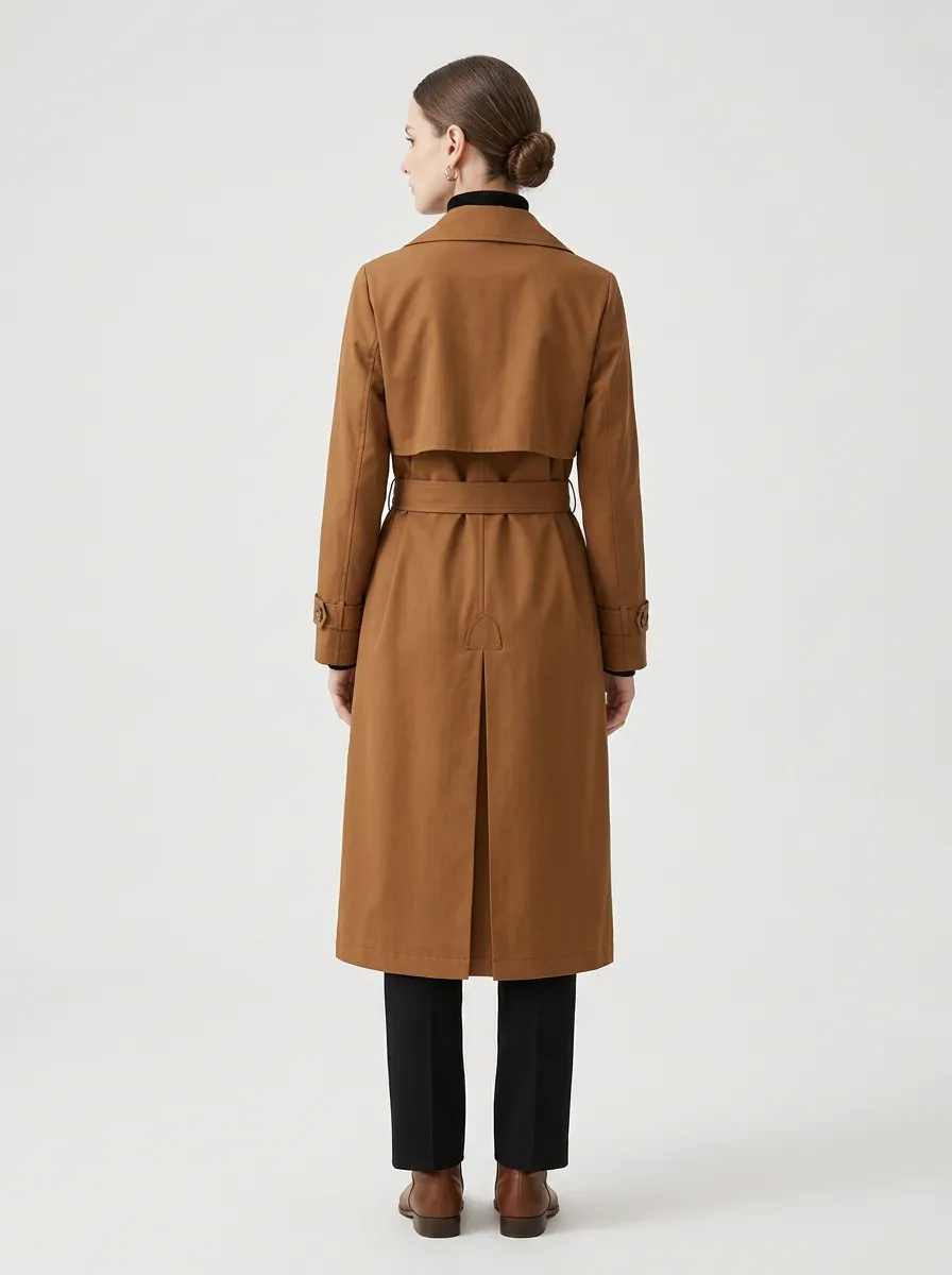 Women's Classic Minimalist Belted Minimalist Long Trench Coat