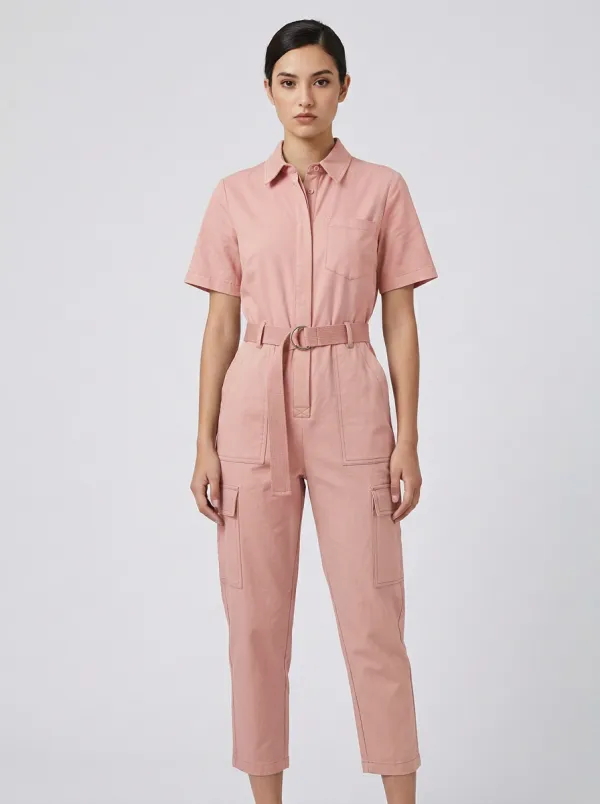 Women's Colorblock Cargo Belted Jumpsuit