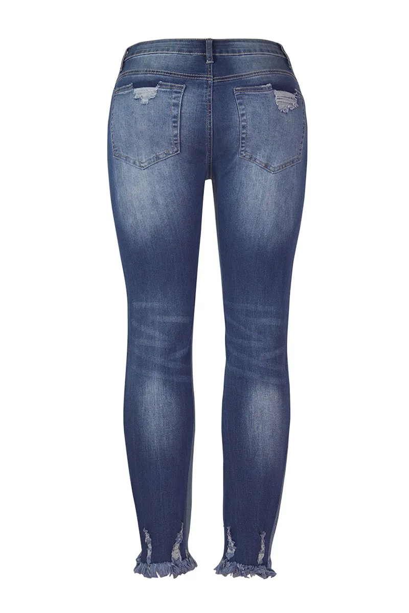 Distressed Raw Hem Straight Leg Jeans