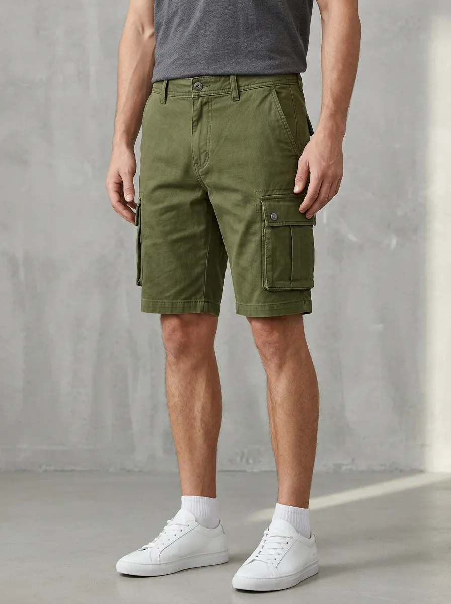Men's Roomy Fit Denim Cargo Shorts