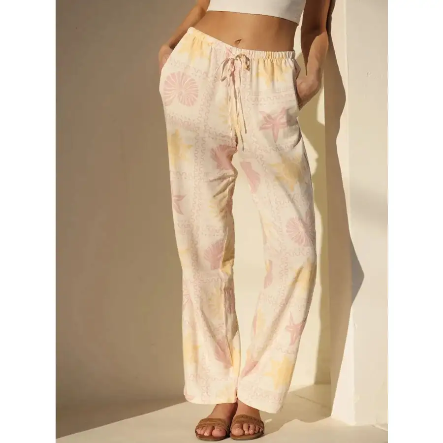 Printed Drawstring Straight Pants