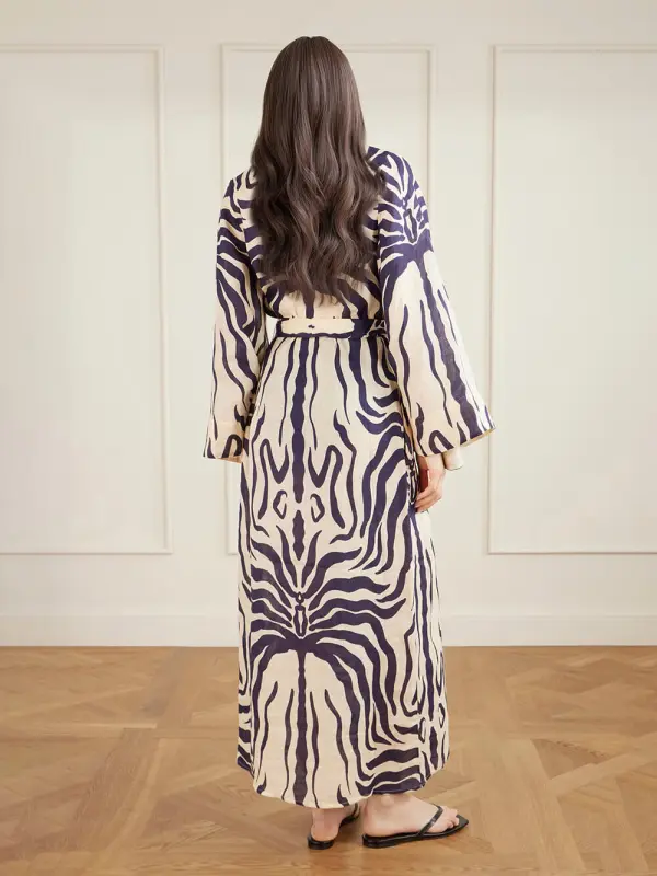 Casual Resort Tie Zebra Maxi Dress