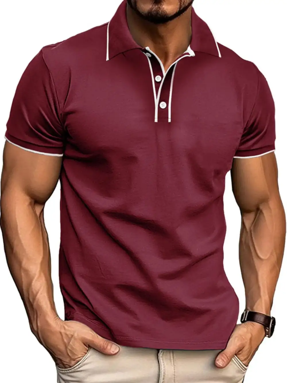 Loose Fit Contrast Detail Collared Polo Shirt