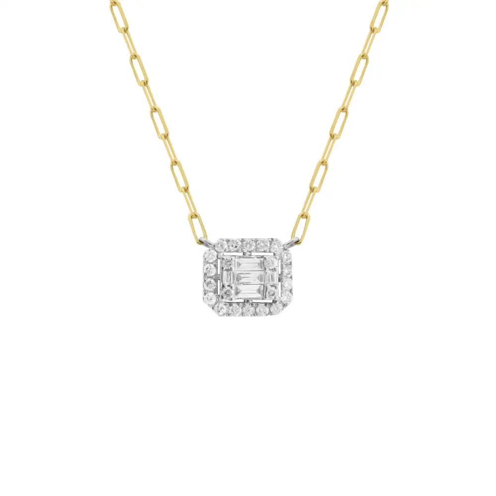 Polished Paperclip Diamond Necklace