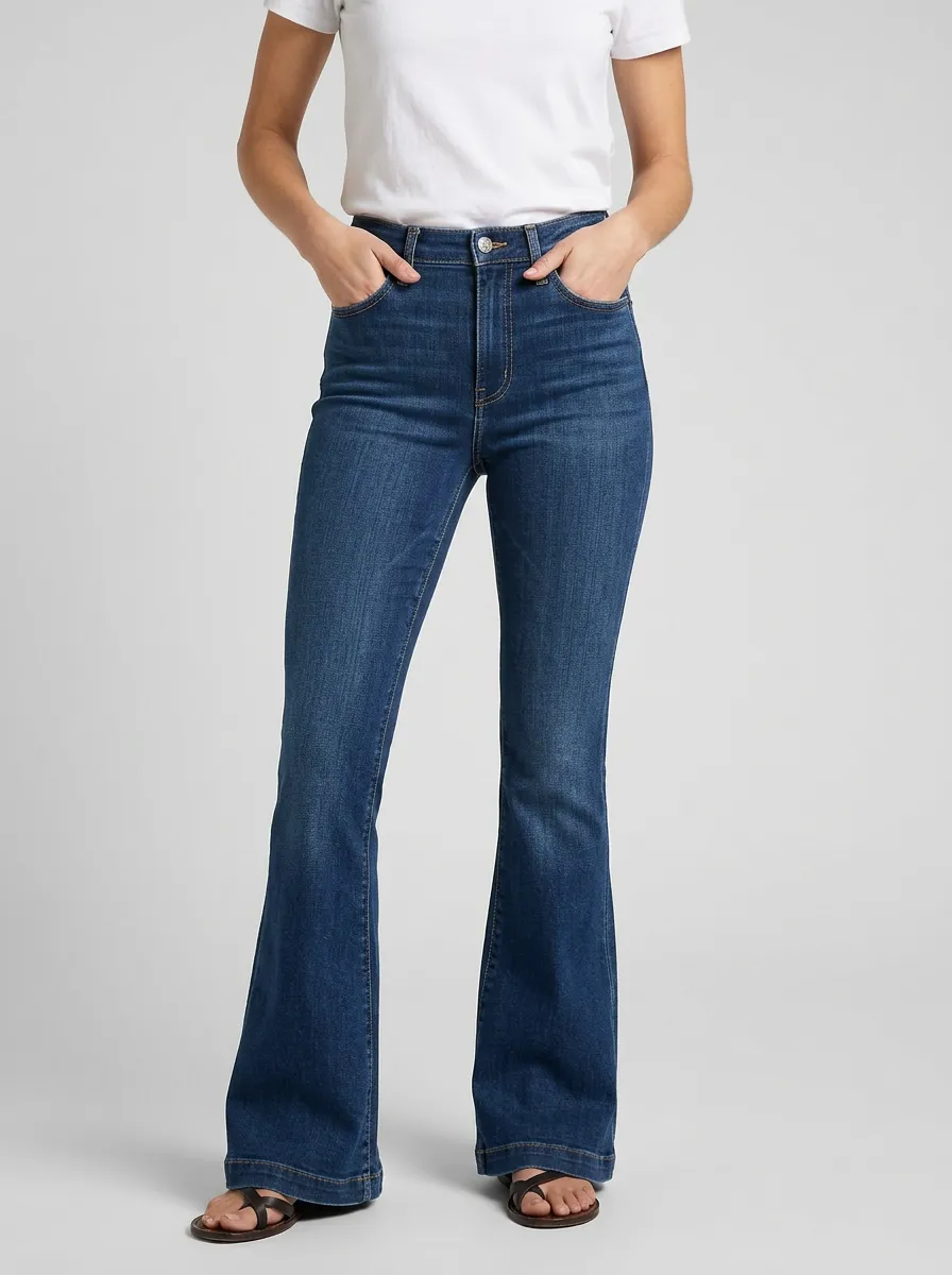 Everyday Contrast Stitch High Rise Flare Jeans