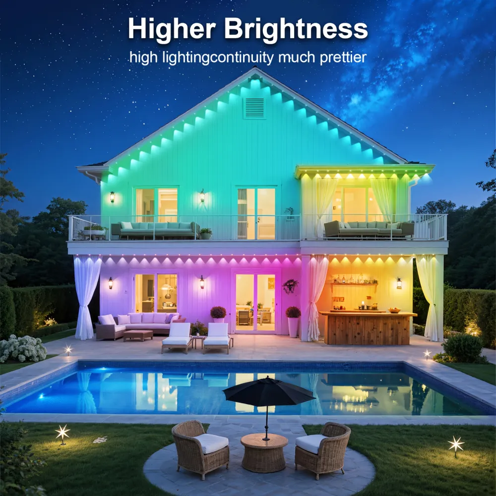 Music-Sync Outdoor LED Lights, Perfect for Home and Party-Ready Exterior Design