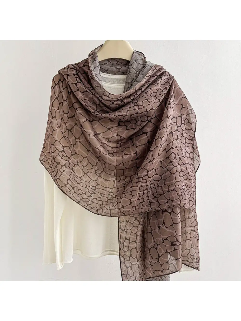 Elegant Marbled Print Summer Wrap Scarf