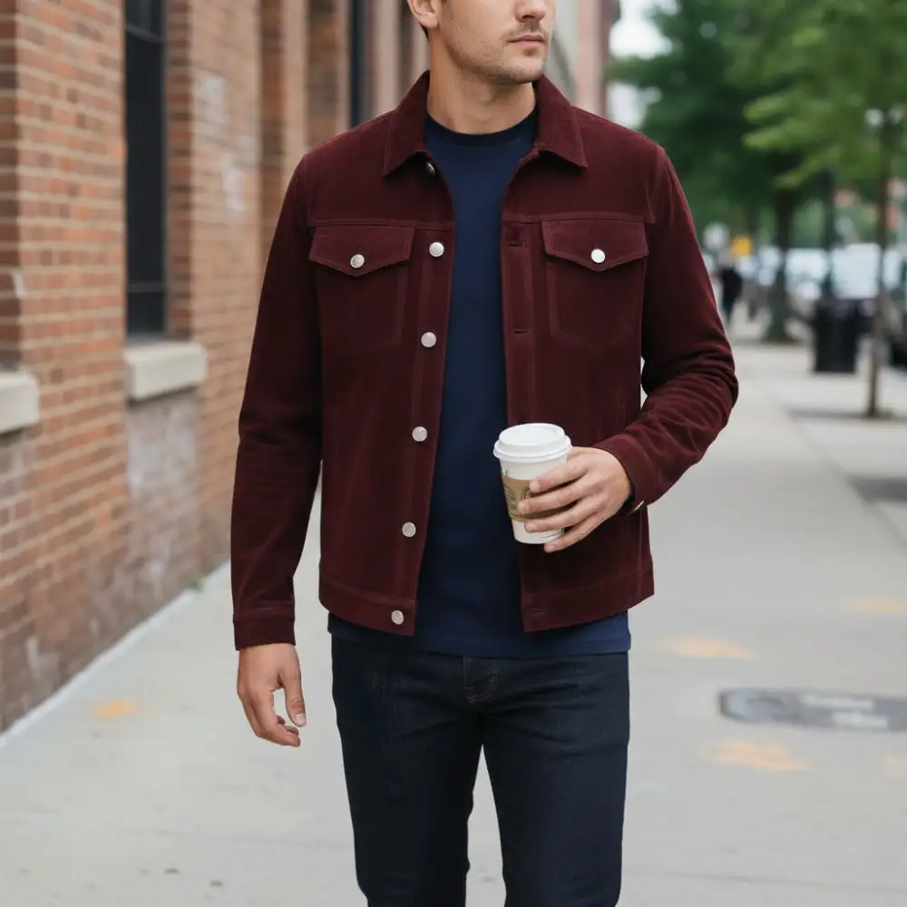 Structured Suede Trucker Jacket