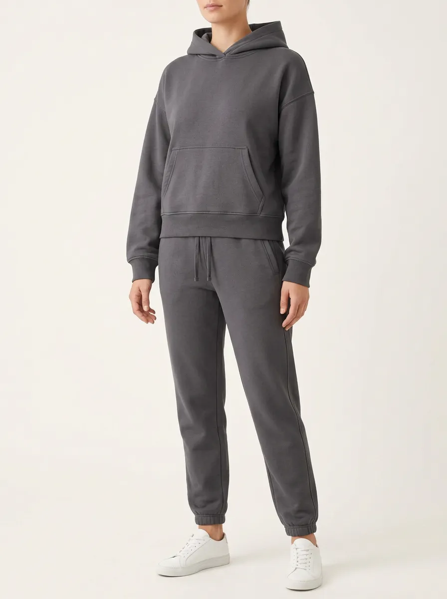 Women's Double-Layer Pullover Hoodie and Tapered Jogger Set