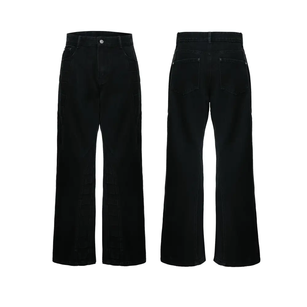 Paneled Seam Wide Leg Jeans