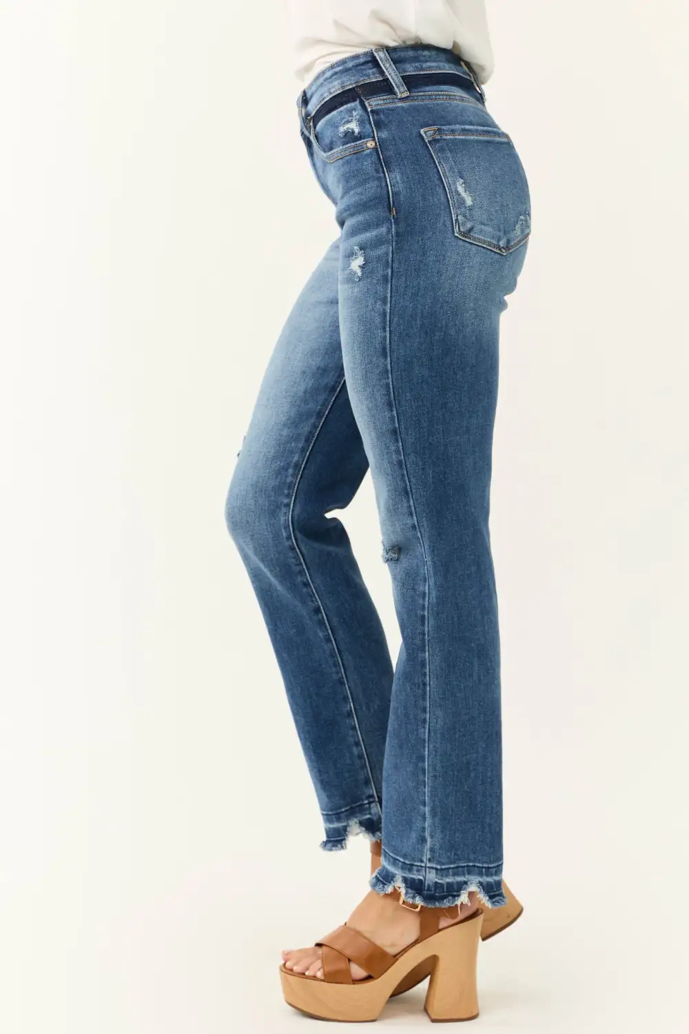 Light Wash Distressed Flare JEANS