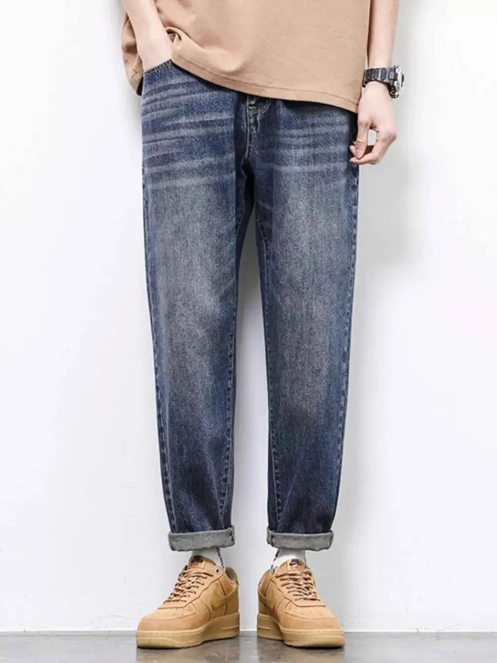 Straight Fit Wash Jeans