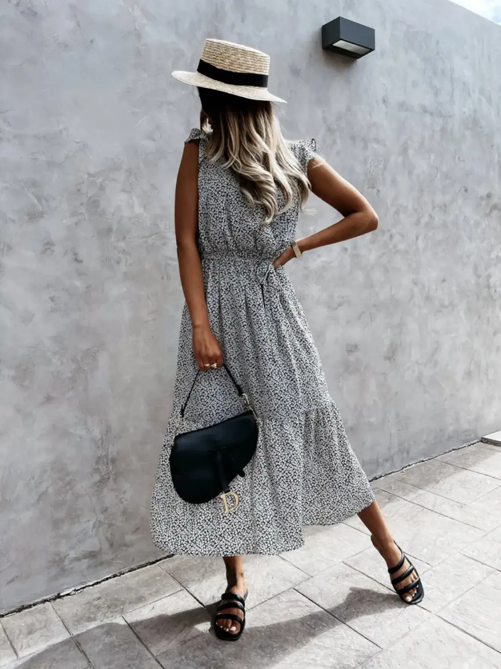Everyday Surplice Neck Ruffle Trim Dress
