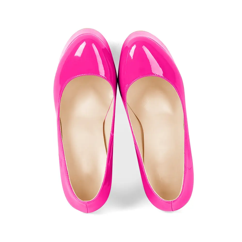 Round Toe Platform Chunky Heel Pumps