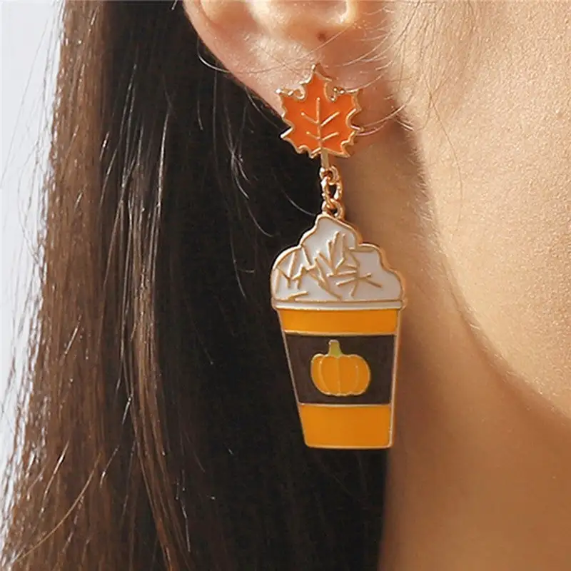 Leaf Pumpkin Statement Earrings
