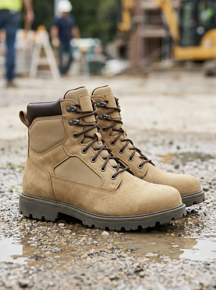 Heavy-Duty-Look Leather-Look Men's Waterproof Work Boots