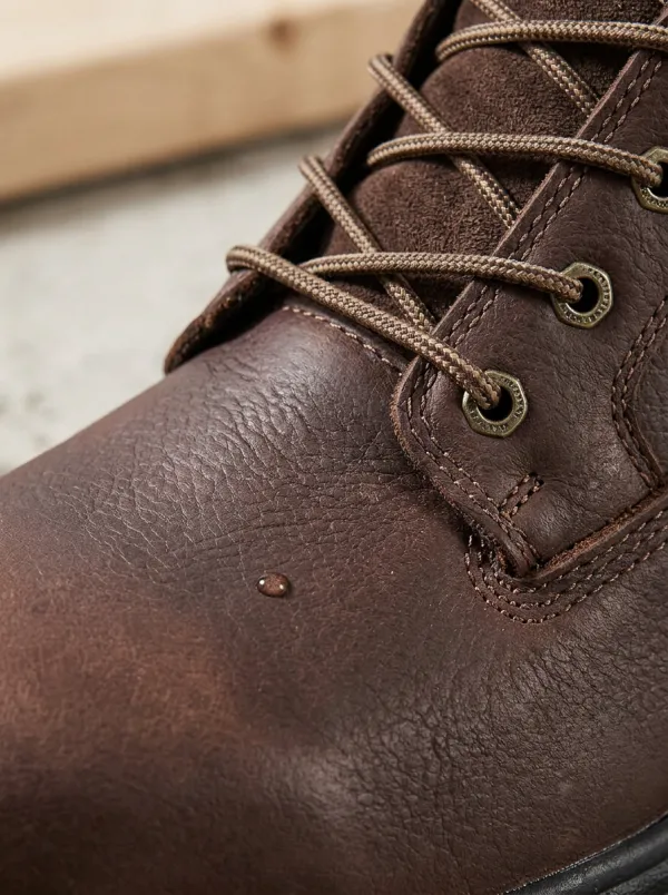 Men's Waterproof Construction Work Boots with Brown Leather Printed Detail